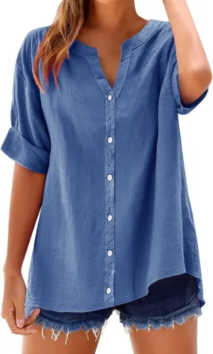 Uitcover Up Button Down Collar Sleeve Collar Casual Women's Shirt Women's Shirt Womens Dress Shirts Linen Shirt