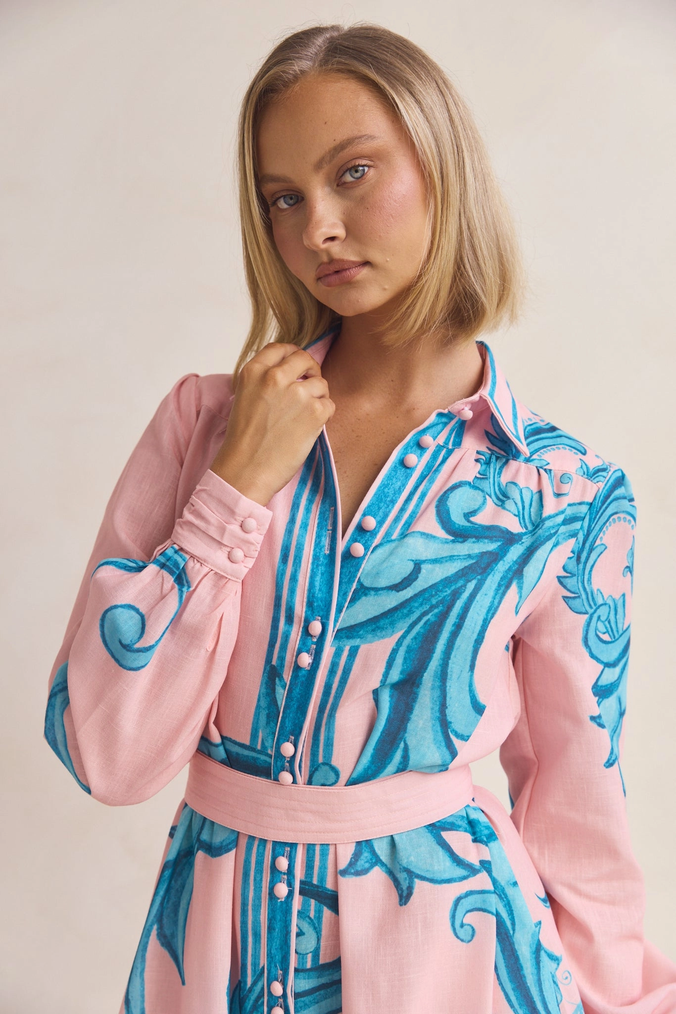 Lyra Maxi Dress (Pink/Blue) Evening Classic animal-print