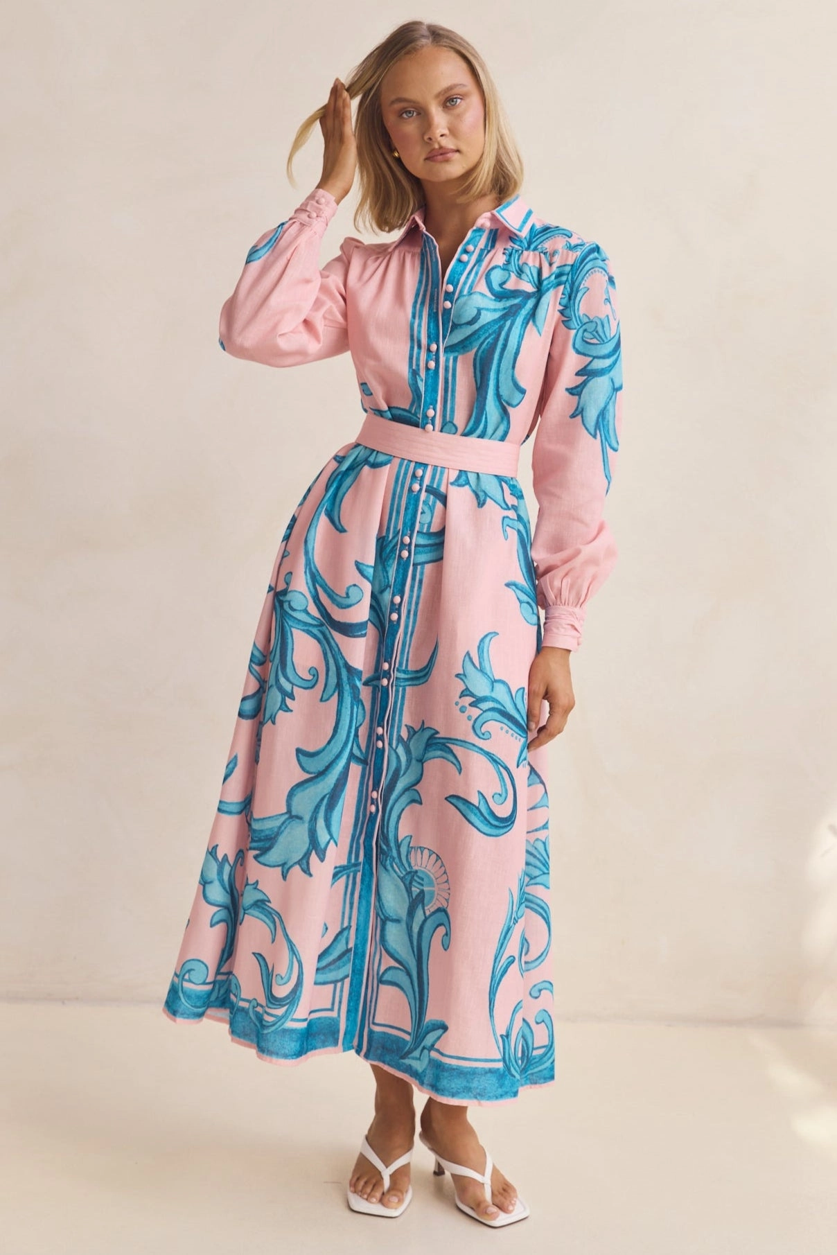 Lyra Maxi Dress (Pink/Blue) Seasonal Fit
