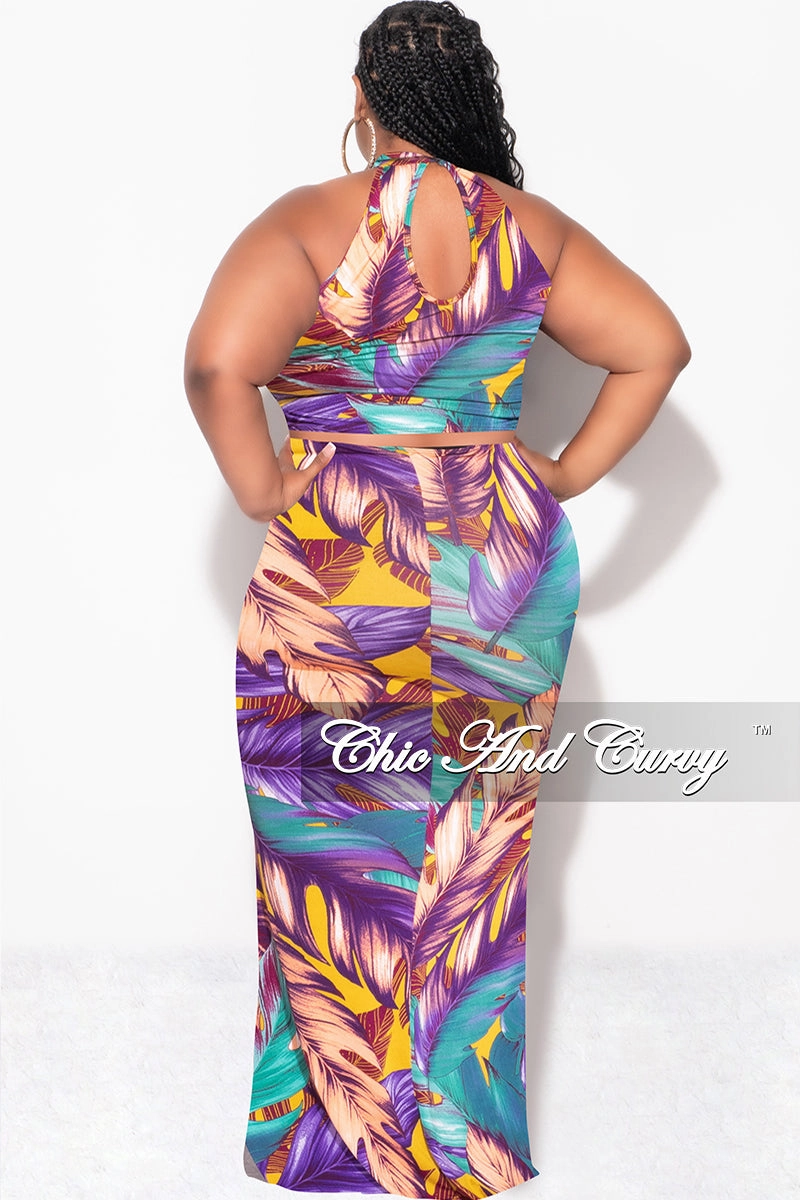 Basic Stretch Smooth Fit Lining Final Sale Plus Size Halter Neck Sleeveless Mermaid Dress in Turquoise / Purple