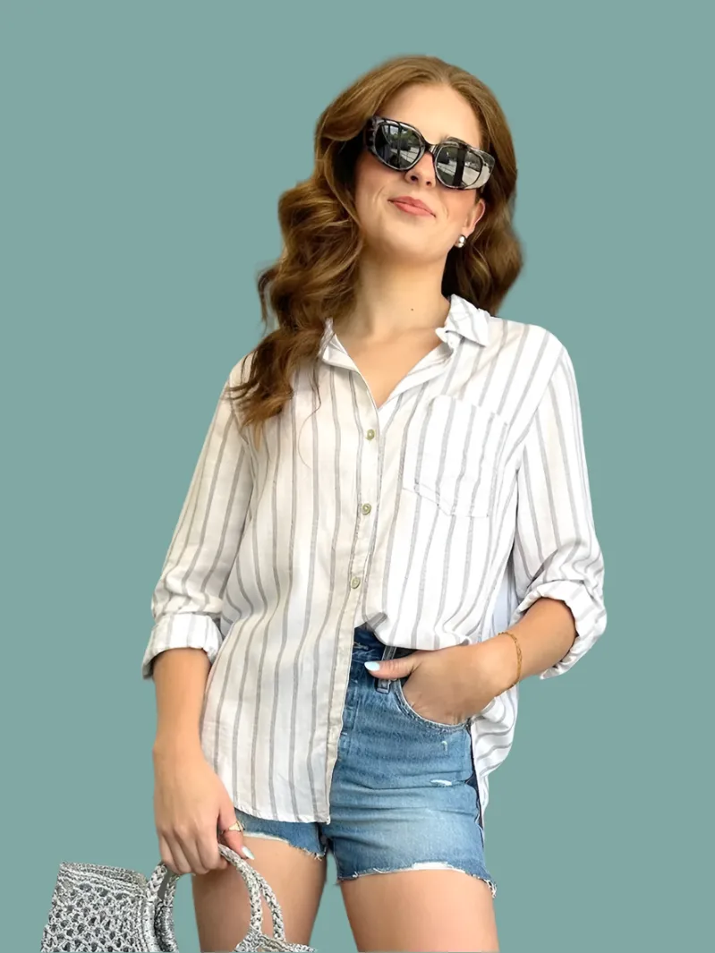 Makena Pocket Button Down Top RelaxedNeckline