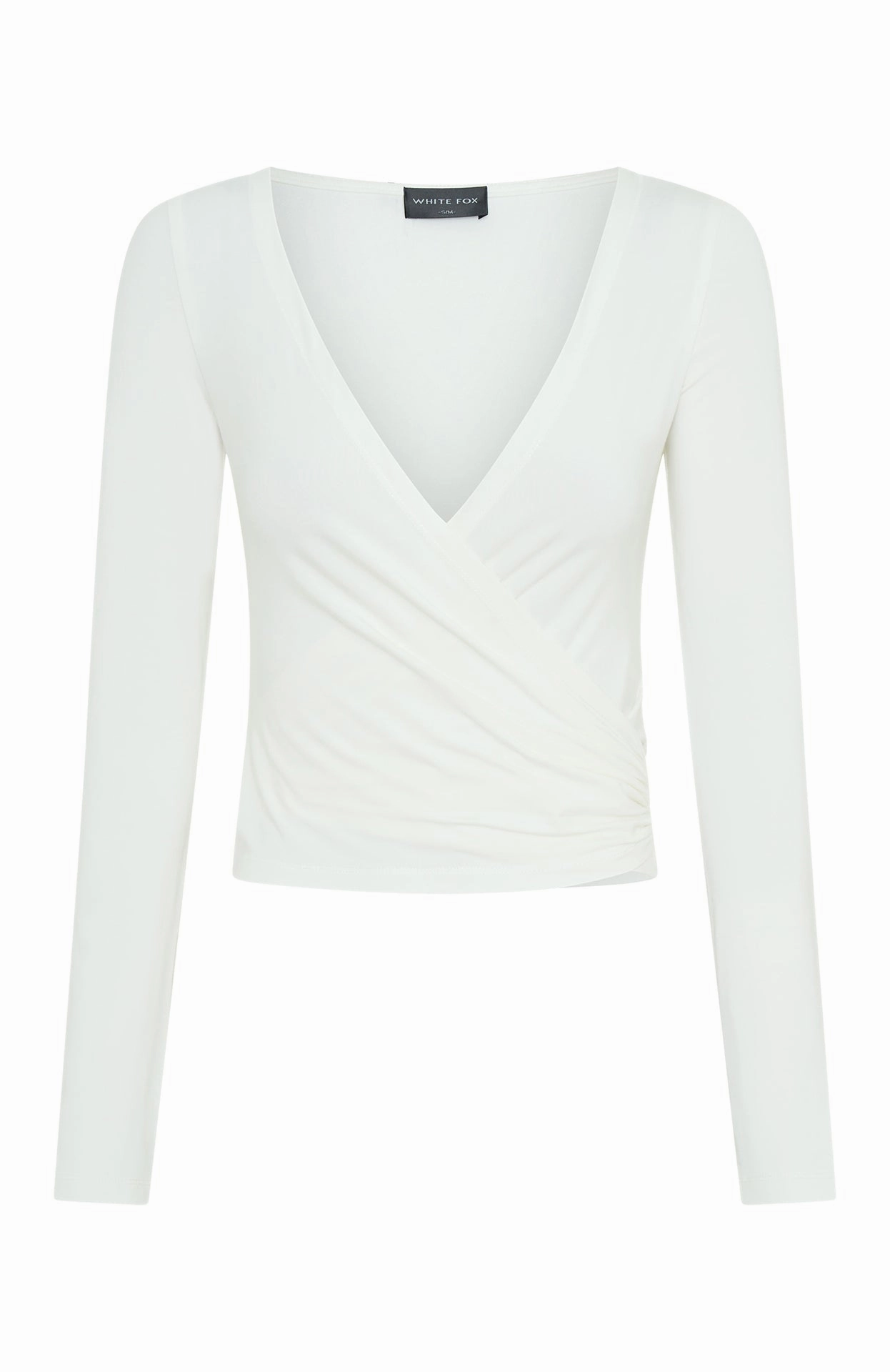 Breathable mesh Staying Cute Long Sleeve Wrap Top Cream