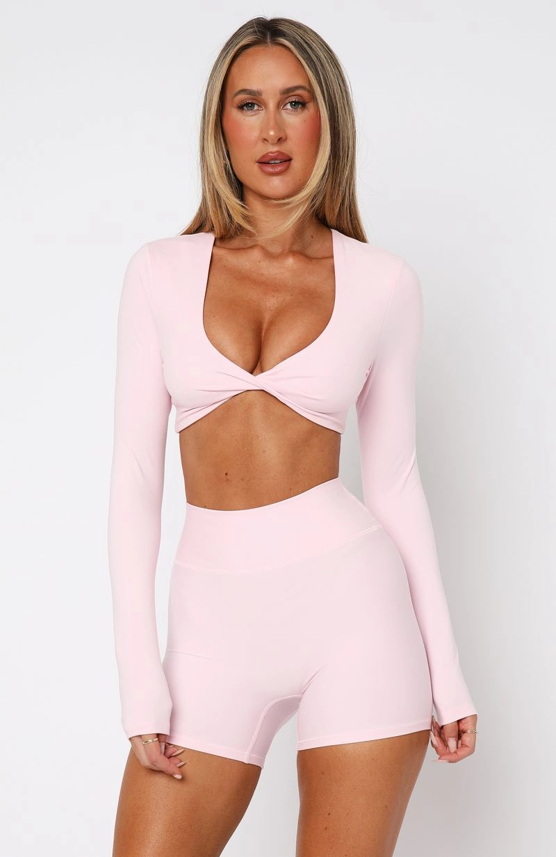 Over The Line Long Sleeve Crop Ballet Pink LongLastingDurability Low Profile Stitching