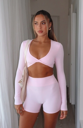 Trendy Shirt Over The Line Long Sleeve Crop Ballet Pink
