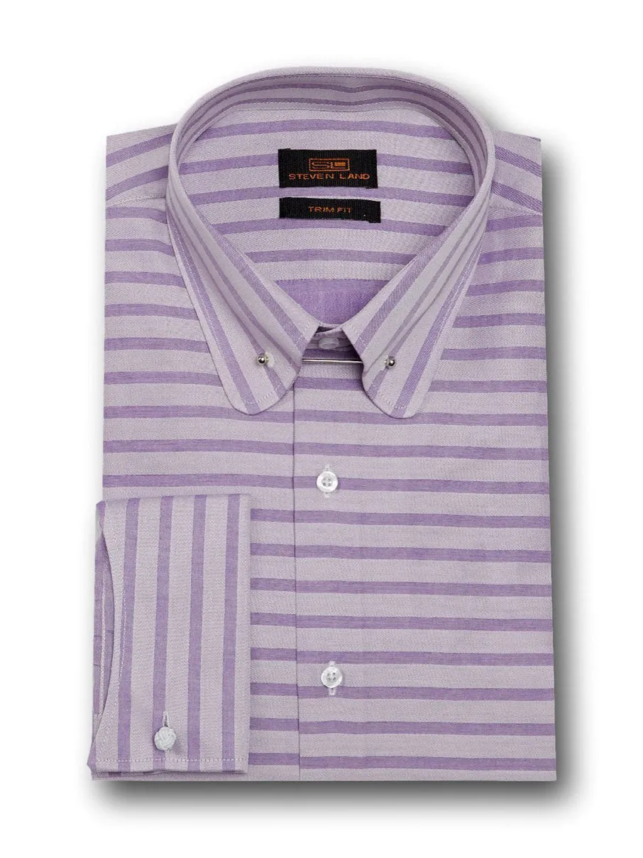 Unconventional Collar Bar Dress Shirt | Purple