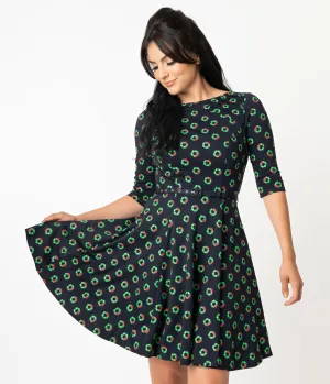Unique Vintage Stephanie Fit & Flare Dress - Holiday Wreath