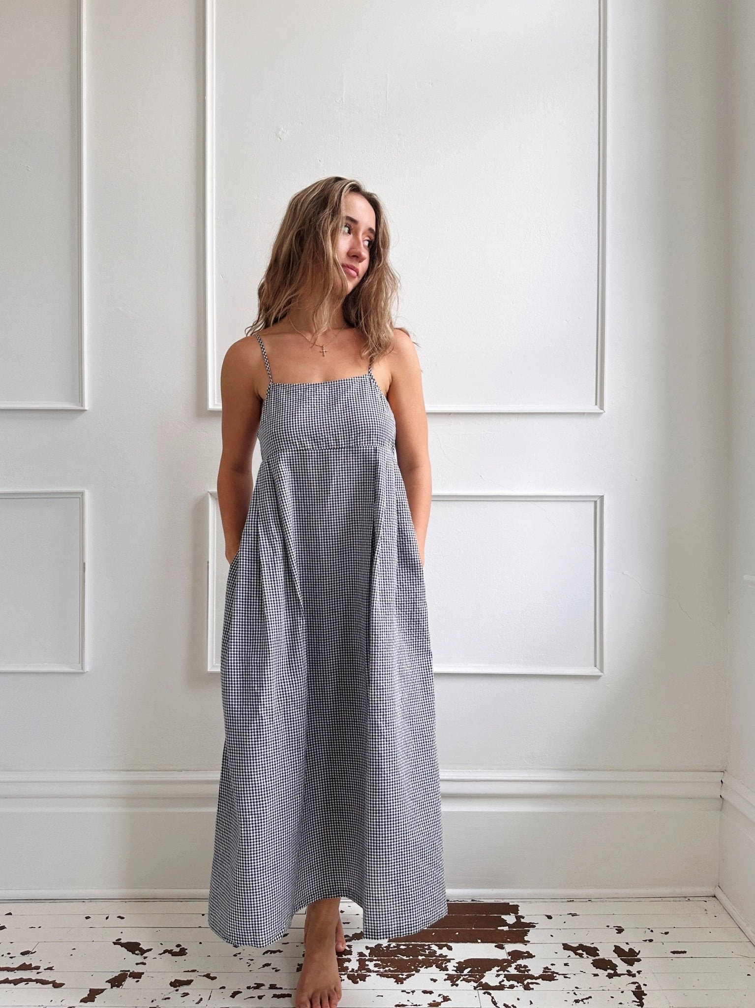 windproof Gingham Cami Dress