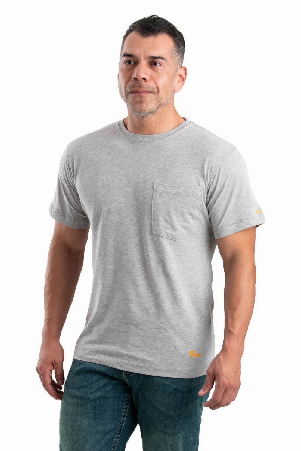 Berne Mens Grey 100% Cotton Lightweight Performance Tee S/S Sports Apparel Versatile Look