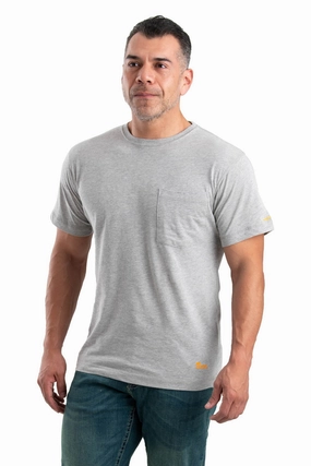 Berne Mens Grey 100% Cotton Lightweight Performance Tee S/S Sports Apparel Versatile Look