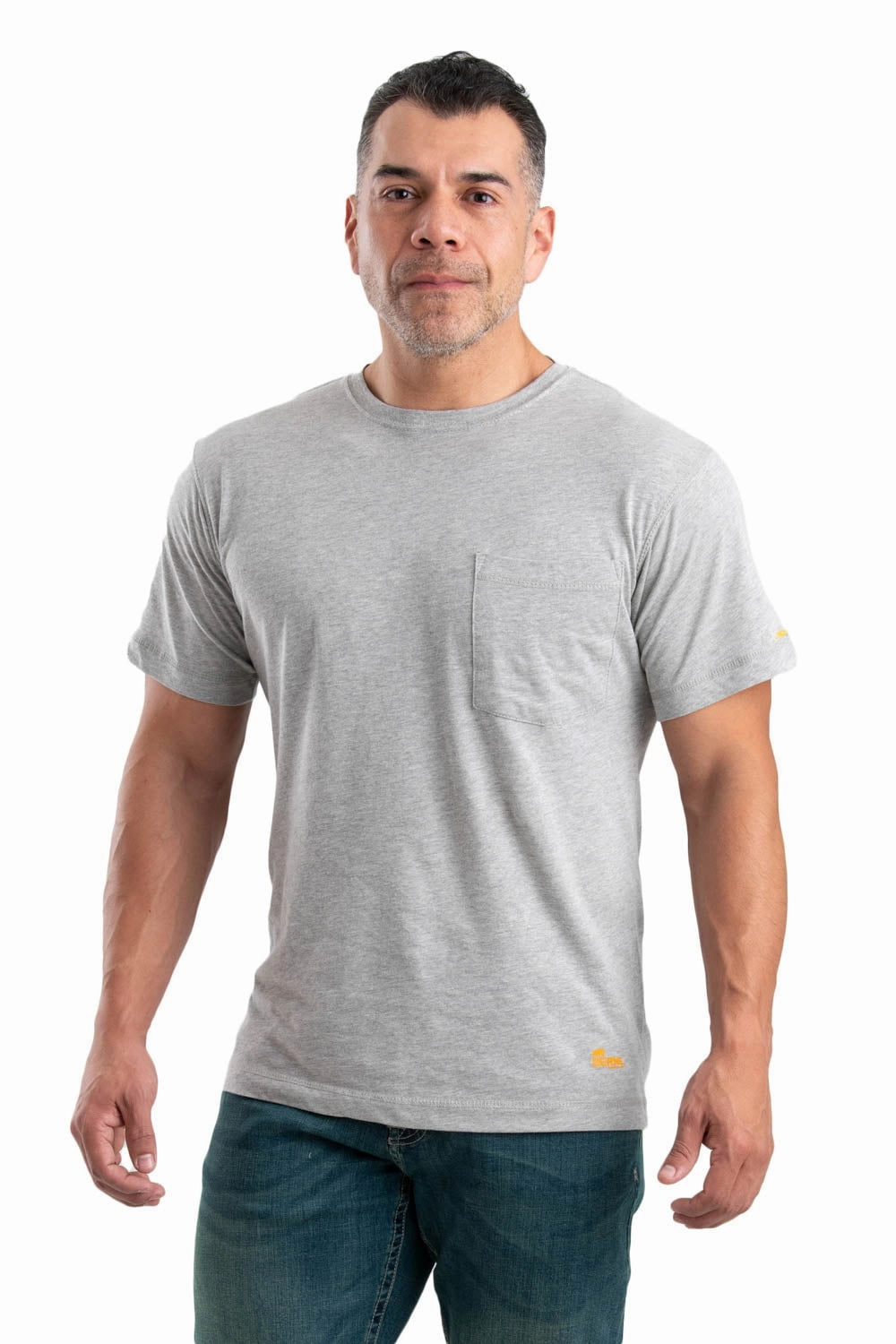 Ruffled edges Berne Mens Grey 100% Cotton Lightweight Performance Tee S/S