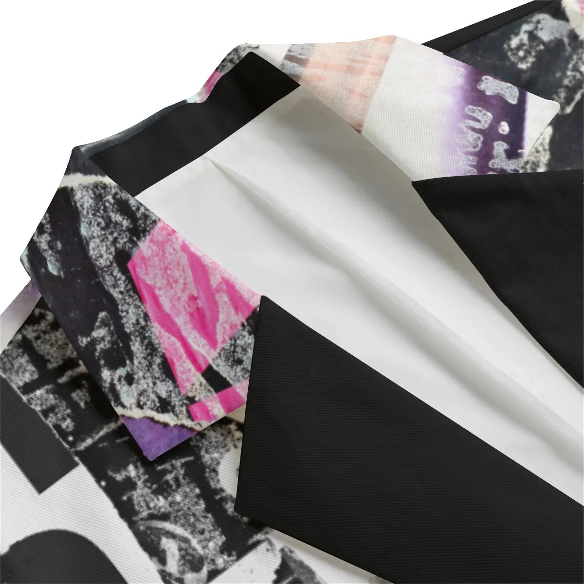 Urban Graphics Split Design Black Men's Casual Flat Lapel Collar Blazer