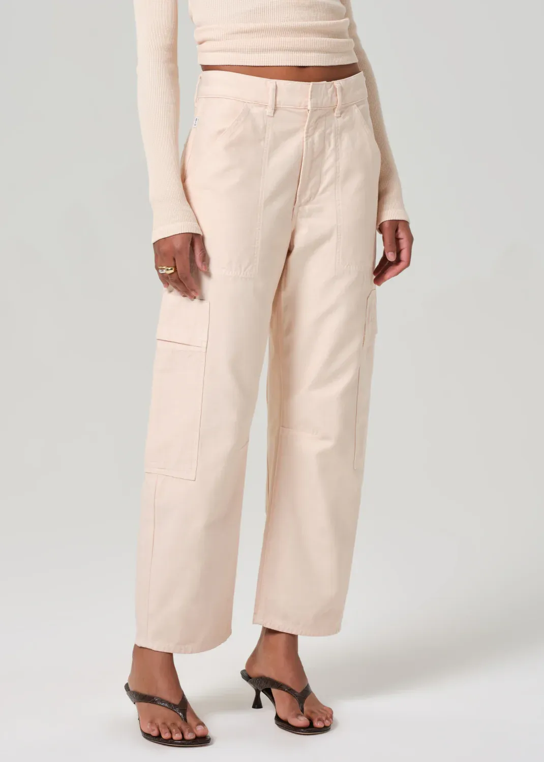 Practical Style Marcelle Low Slung Cargo in Sateen - Shrimp