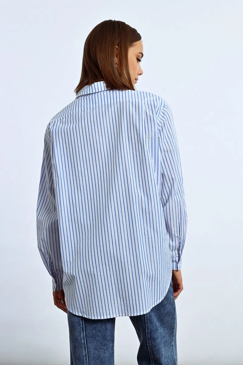 Urban Striped Button Down Top Relaxed Fit Shirt MinimalistCut