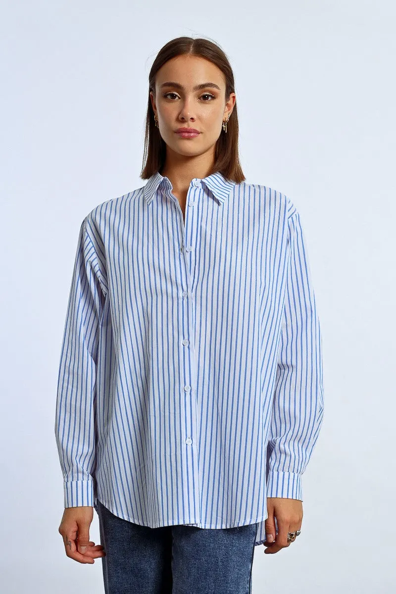 Urban Striped Button Down Top Comfy Layer