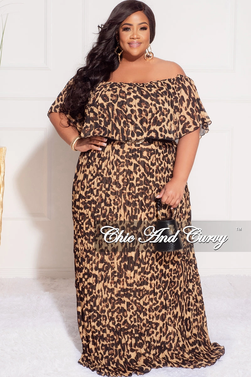 Final Sale Plus Size Strapless Chiffon Pleated Long Dress in Animal Print Functional Layers Stay Flexible