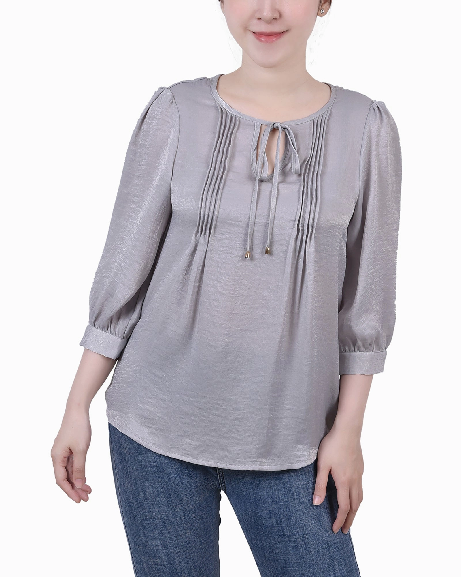 Elbow Sleeve Satin Blouse ButterSoftTexture Ultrasoft Inner Lining