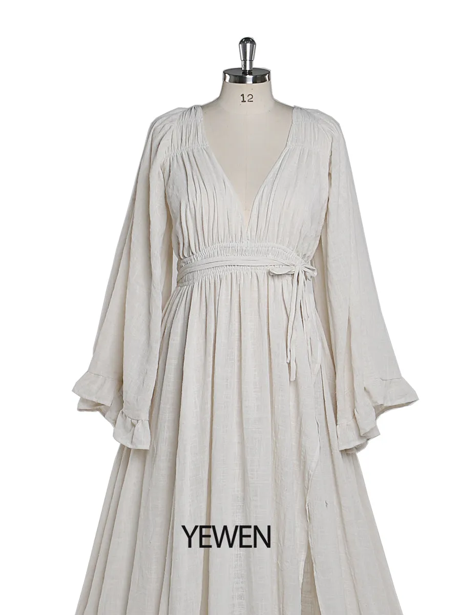 V Neck Maternity Dresses for Photo Shoots Adjustable Waist Photography Pregnancy Dress for Baby Shower YEWEN  YD211230-1