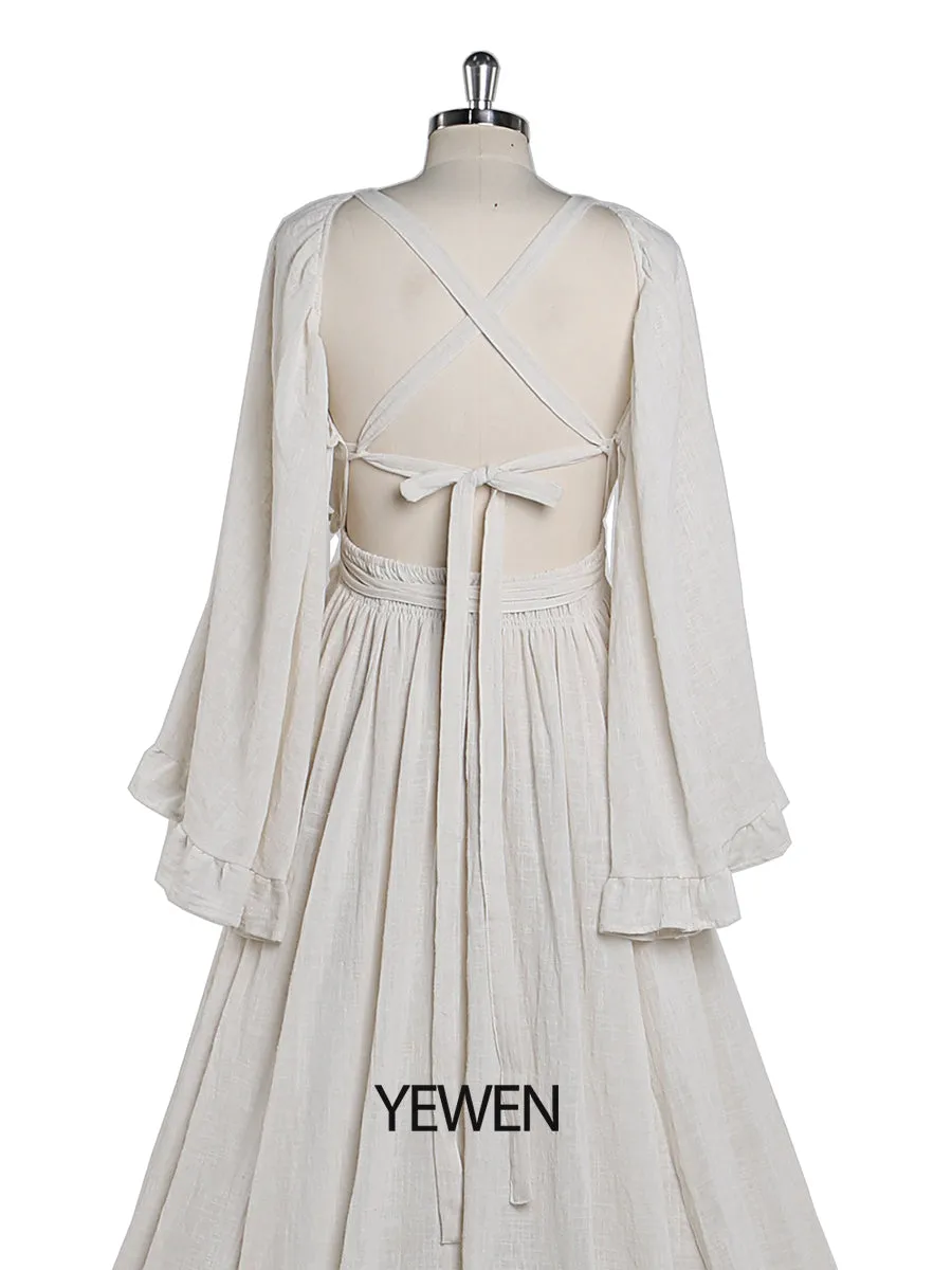 V Neck Maternity Dresses for Photo Shoots Adjustable Waist Photography Pregnancy Dress for Baby Shower YEWEN  YD211230-1