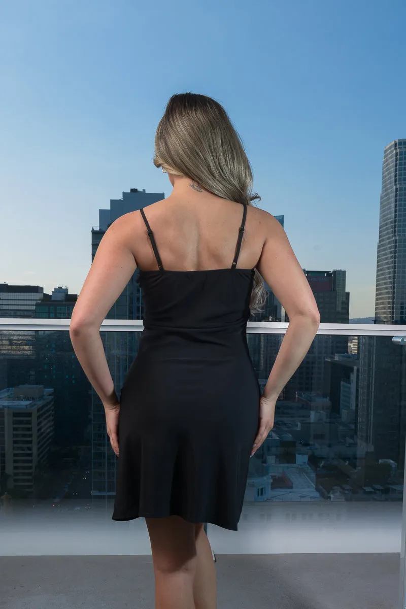 V-Neck Solid Mini Dress With Adjustable Straps (950365-CH905)