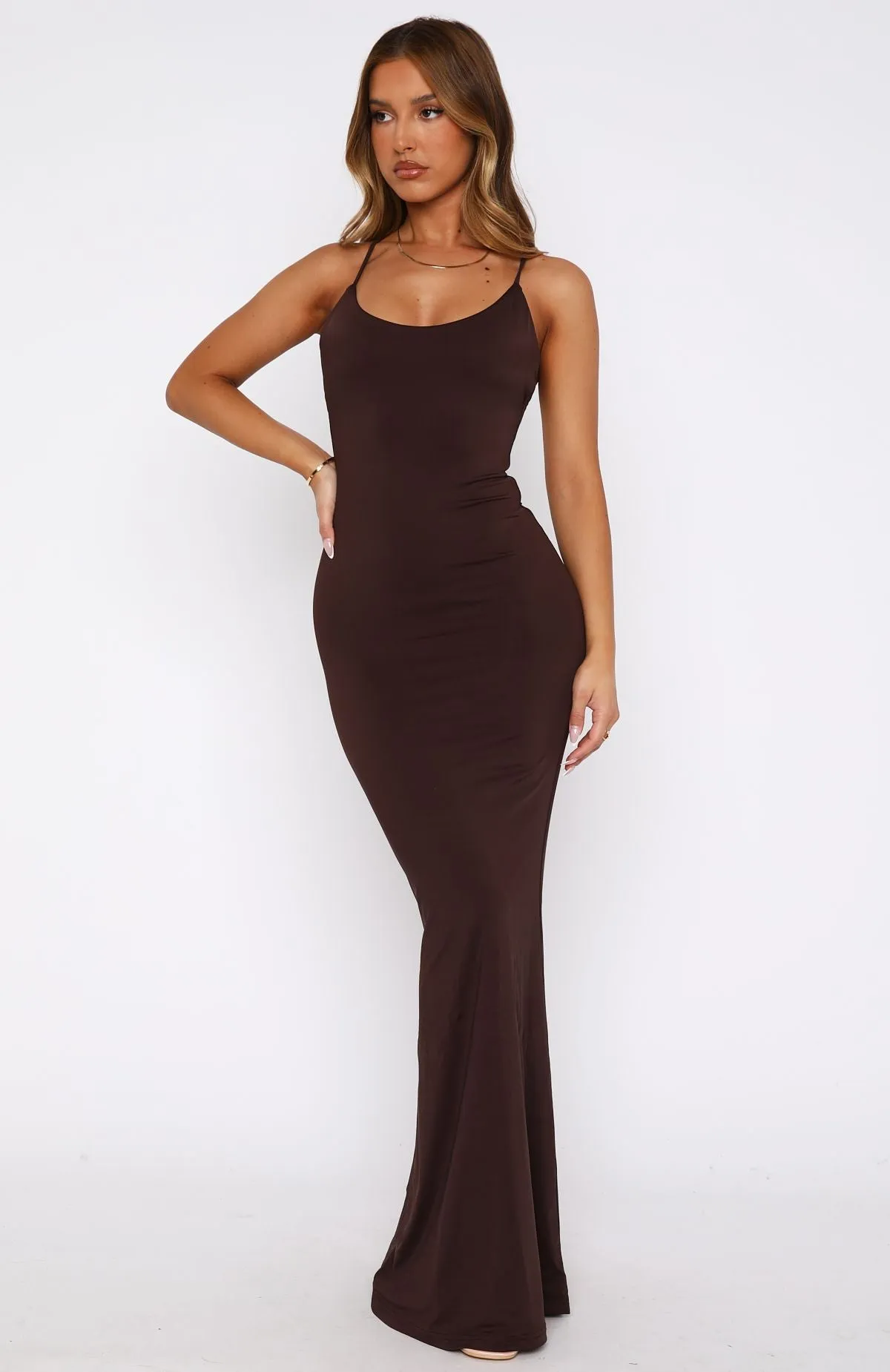 WeightedHem Vacation Vibes Maxi Dress Chocolate