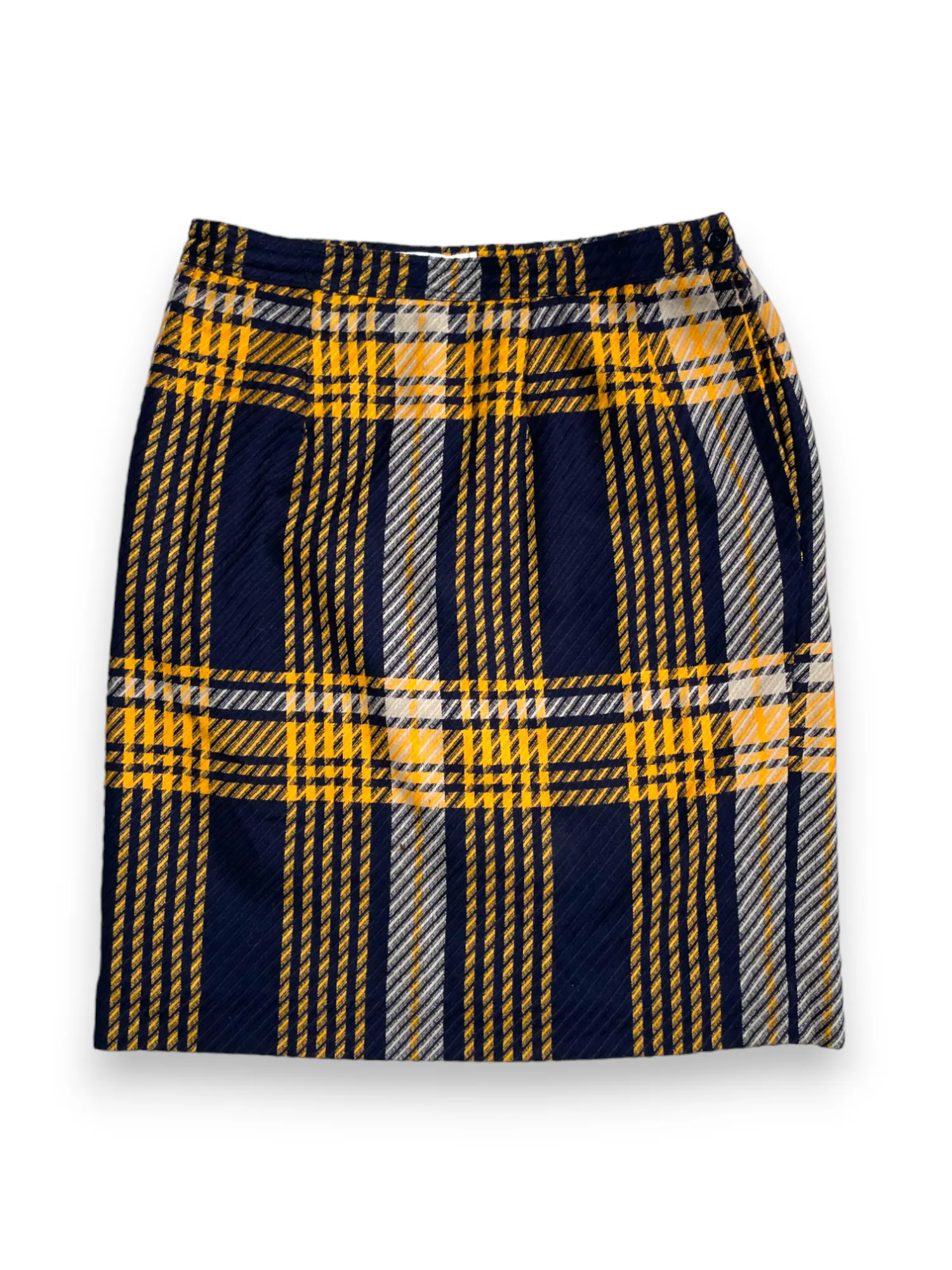 Valentino yellow and navy tartan check skirt suit set