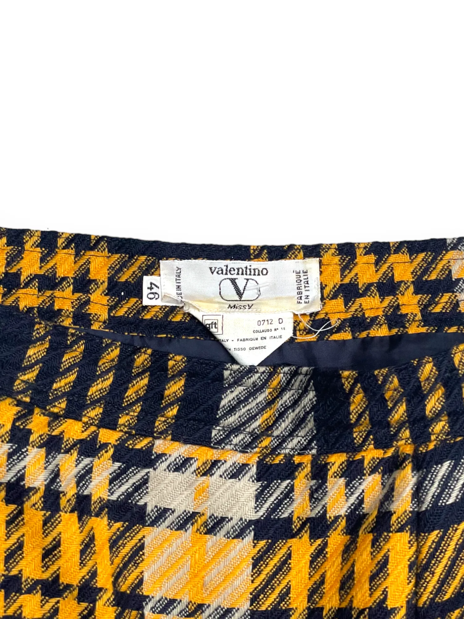 Valentino yellow and navy tartan check skirt suit set
