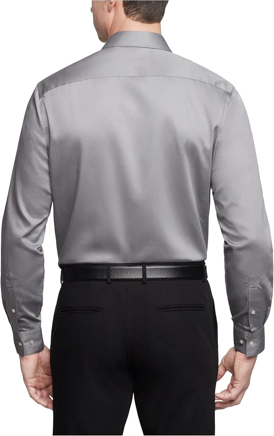 Van Heusen Men's Dress Shirts Regular Fit Lux Sateen Stretch Solid