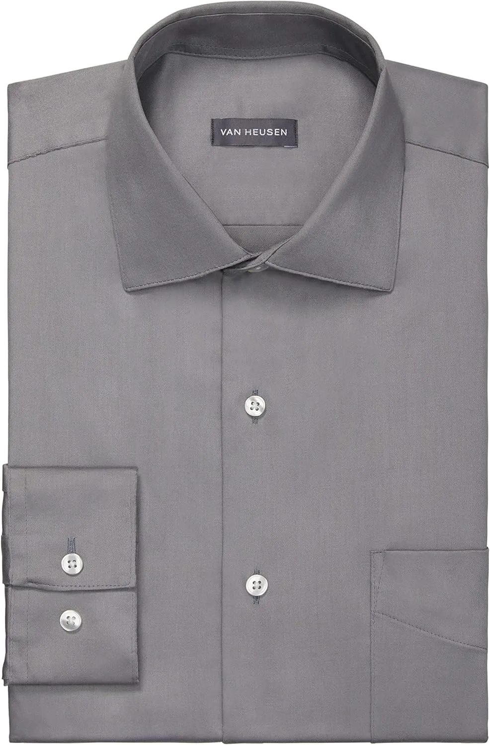 Van Heusen Men's Dress Shirts Regular Fit Lux Sateen Stretch Solid