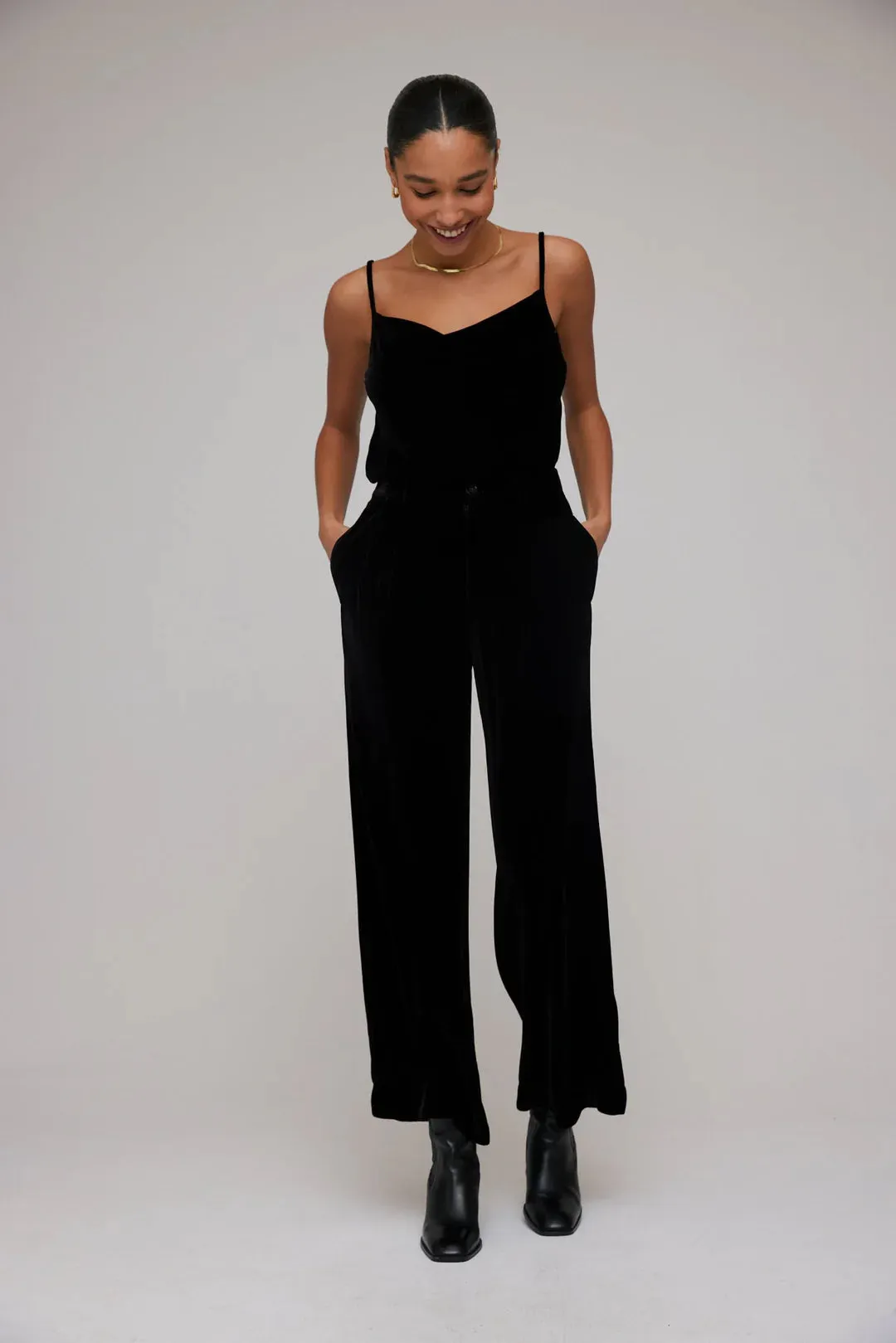 Velvet Pleated Trousers