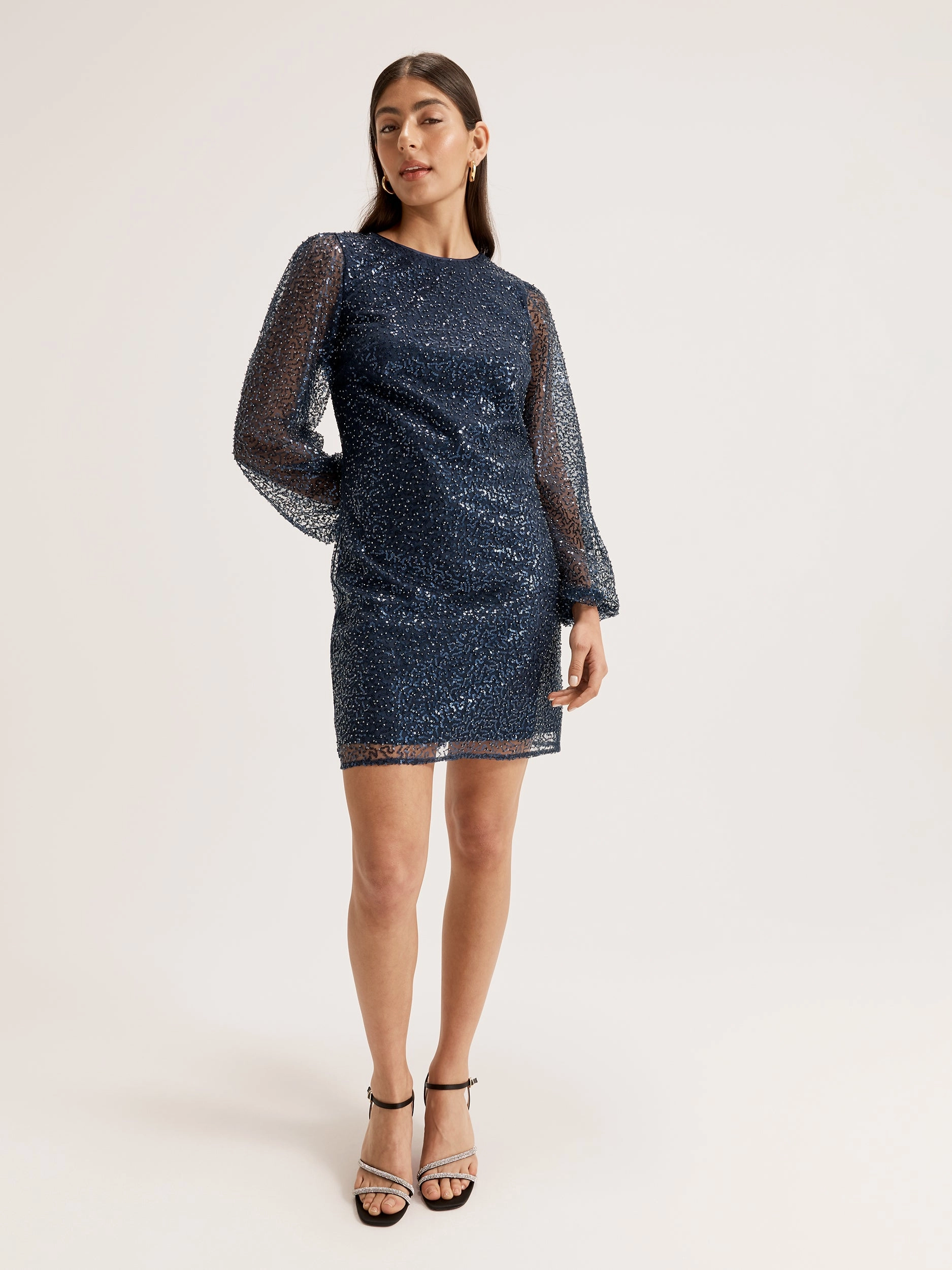 Venetian Sleeved Dress Sleek Drape