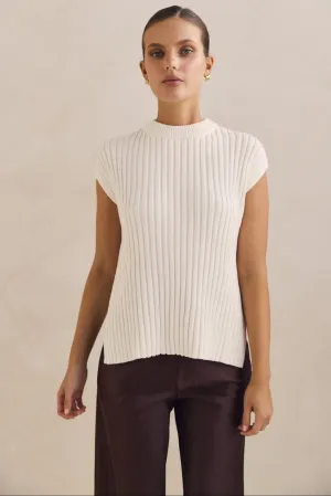Kennedy Knit Top (White) Flatlock Seam
