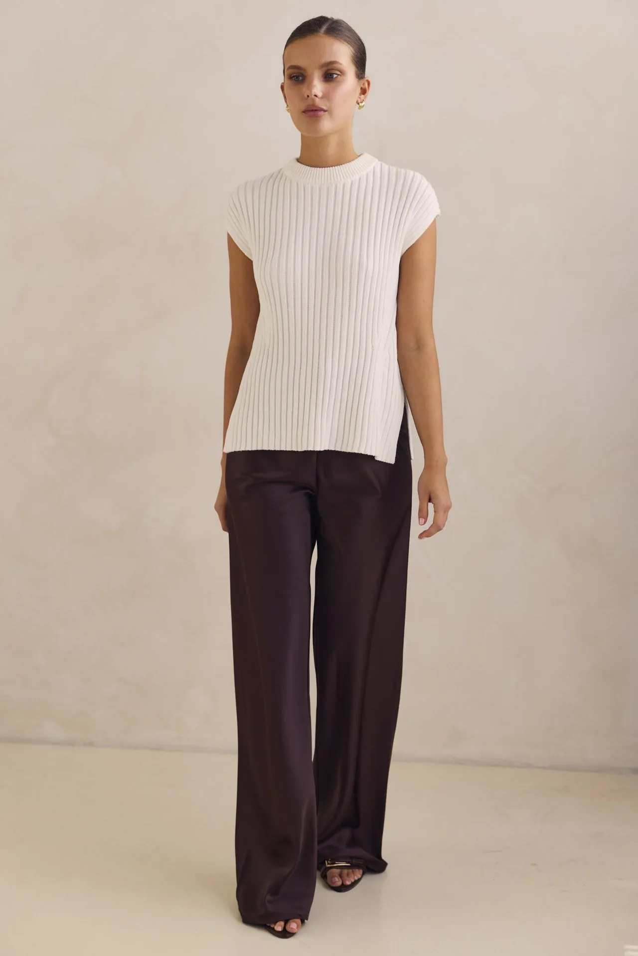 SoftBrushed Kennedy Knit Top (White)