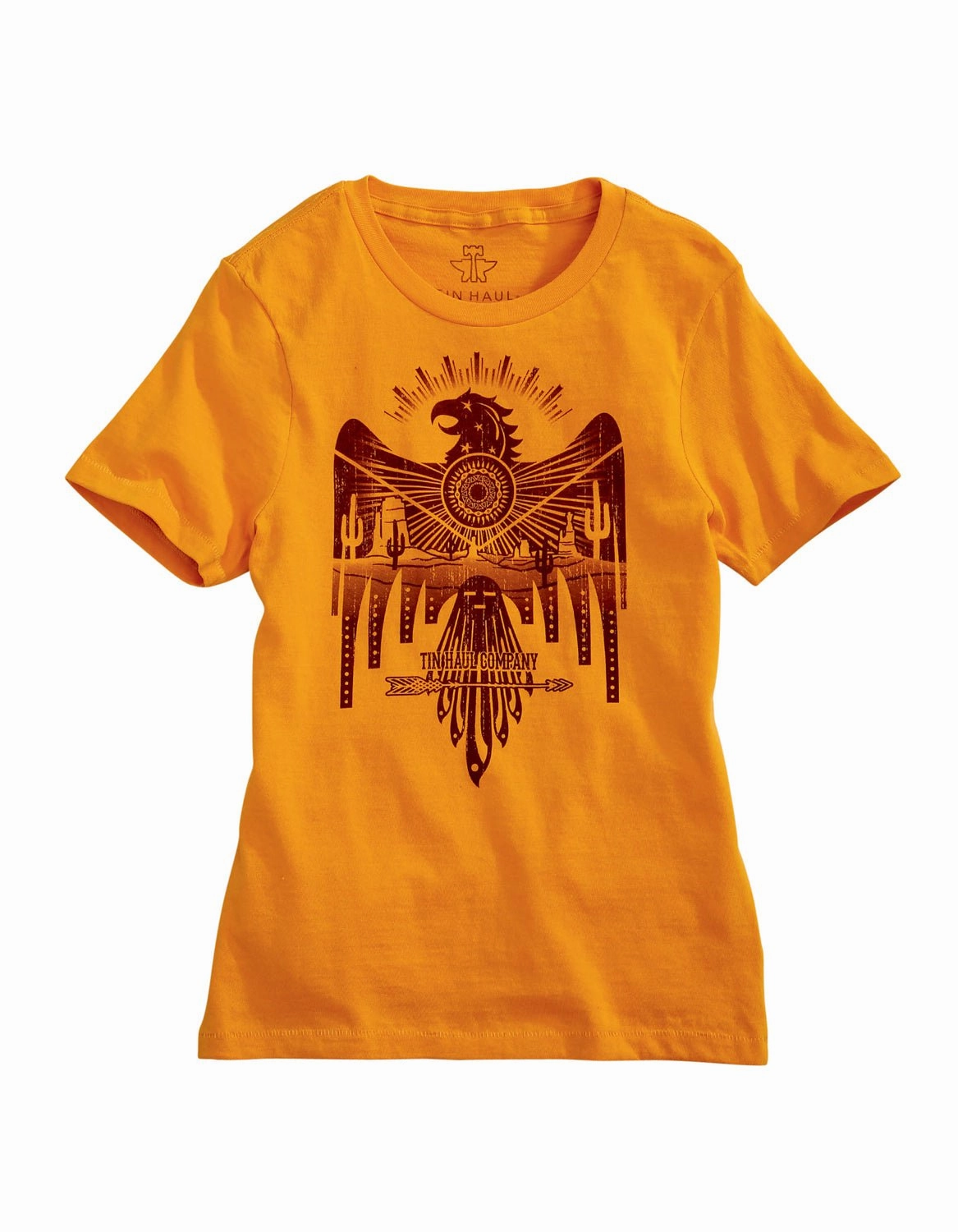 Sleek Silhouette Tin Haul Womens Gold 100% Cotton Bold Eagle S/S T-Shirt