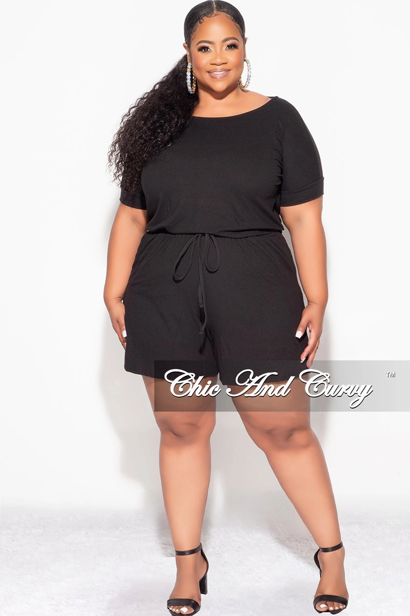 Final Sale Plus Size Romper in Black Comfort Waist