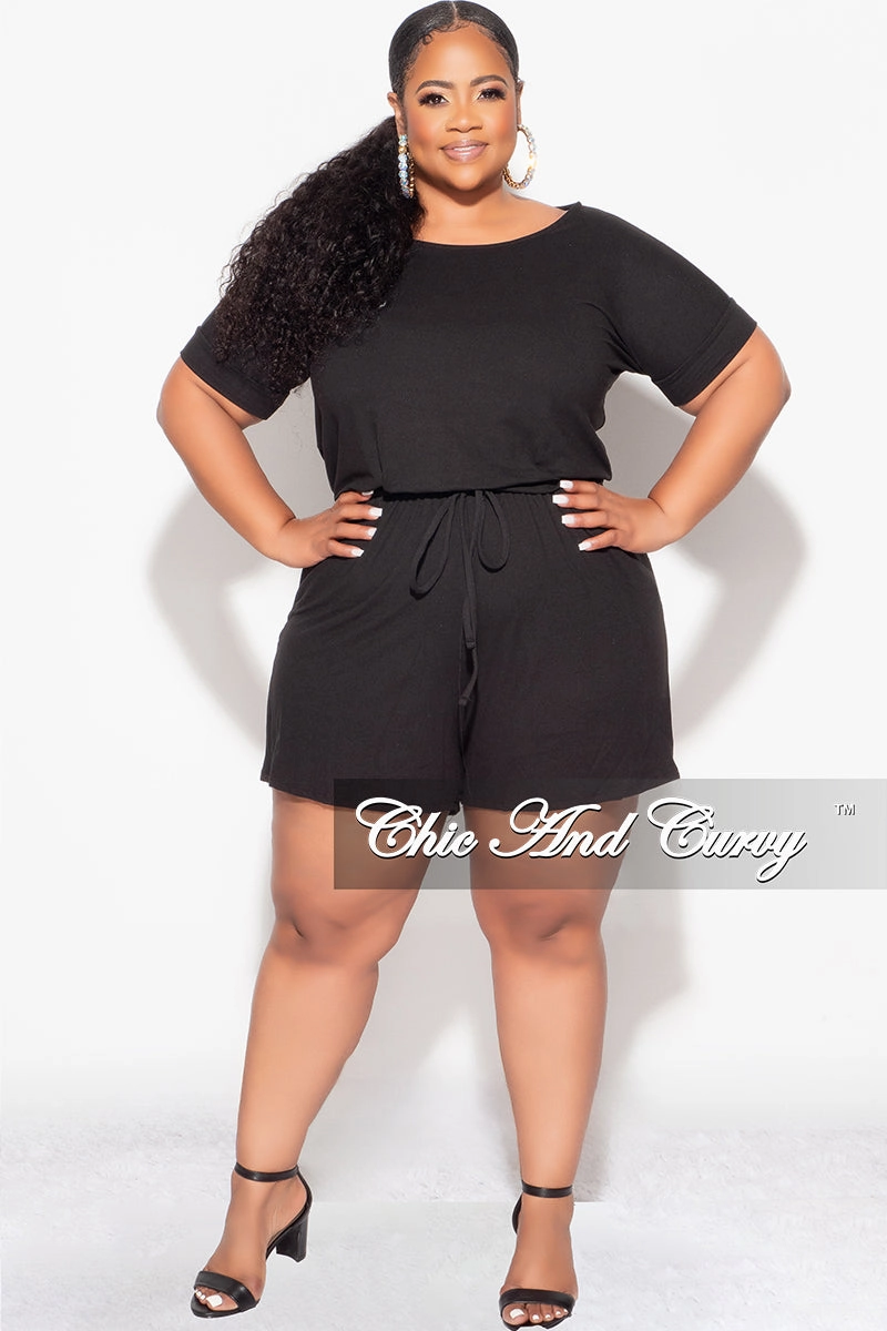 Final Sale Plus Size Romper in Black Compact Packability