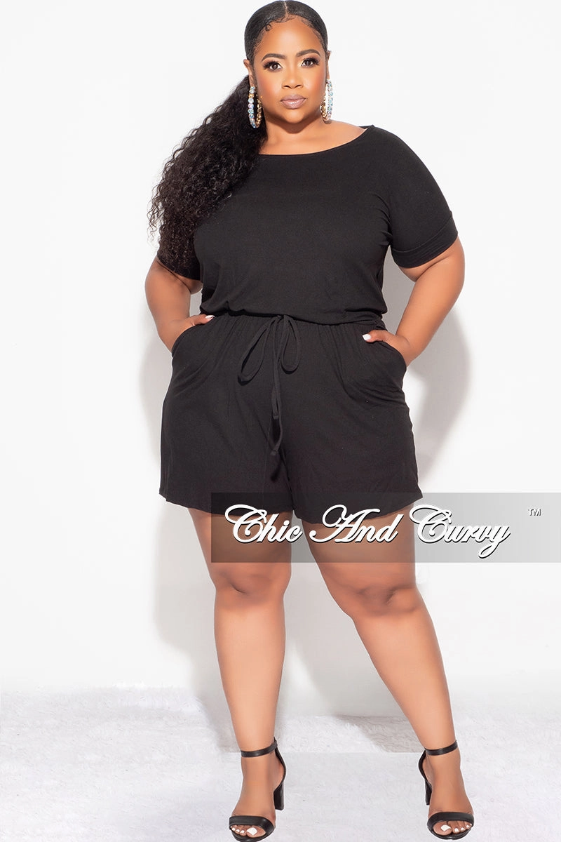 Final Sale Plus Size Romper in Black Ultimate Wear WrinkleFreeFabric