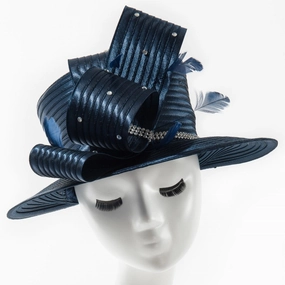 Sleek Fit LowProfileWaistband Final Sale Hat with Rhinestone Accents in Navy