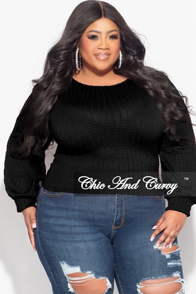 Final Sale Plus Size Knit Long sleeve Top in Black Water Repellent Compact Pack
