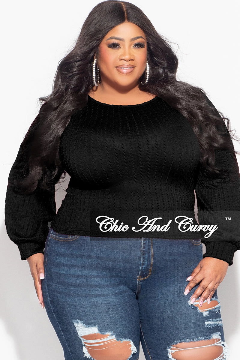 Final Sale Plus Size Knit Long sleeve Top in Black Water Repellent Compact Pack