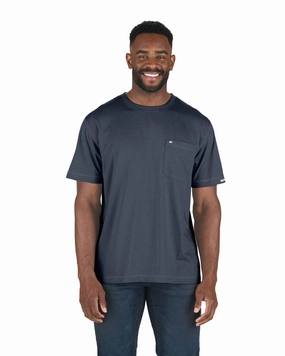 Berne Mens Space Blue Cotton Blend Lightweight Performance Tee S/S Luxury clothing