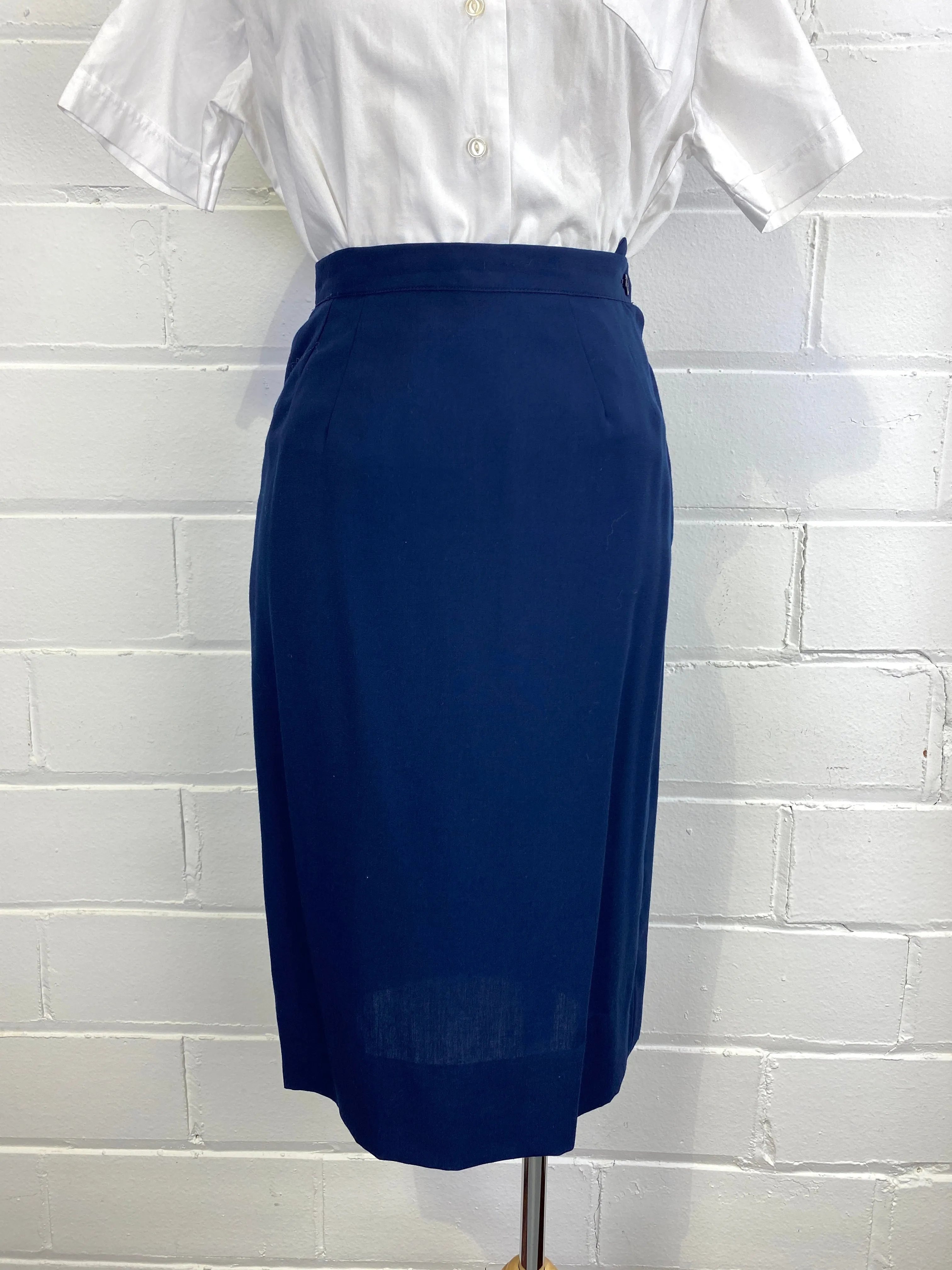 Vintage 1960s 2-Piece Navy Skirt Suit, Small