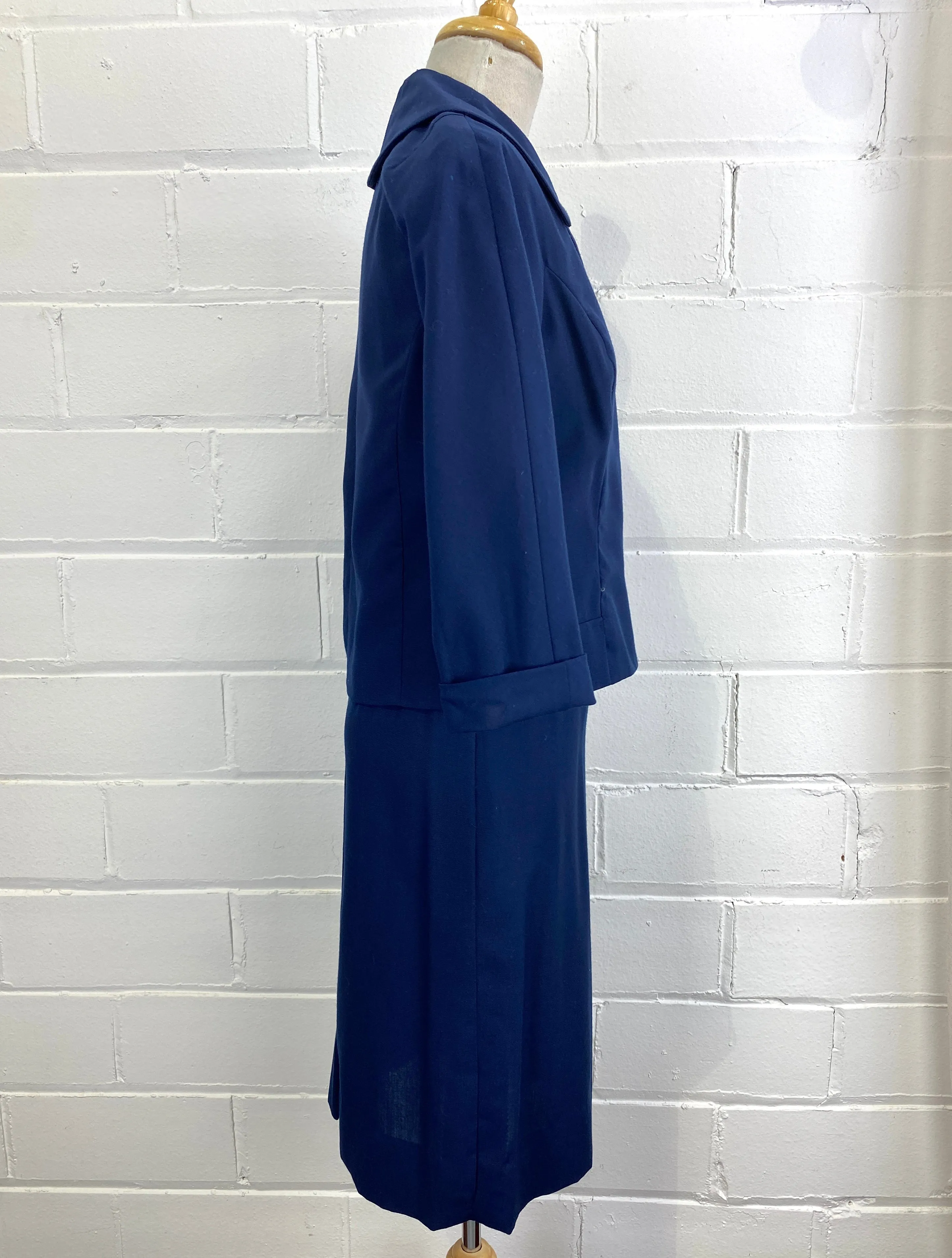 Vintage 1960s 2-Piece Navy Skirt Suit, Small