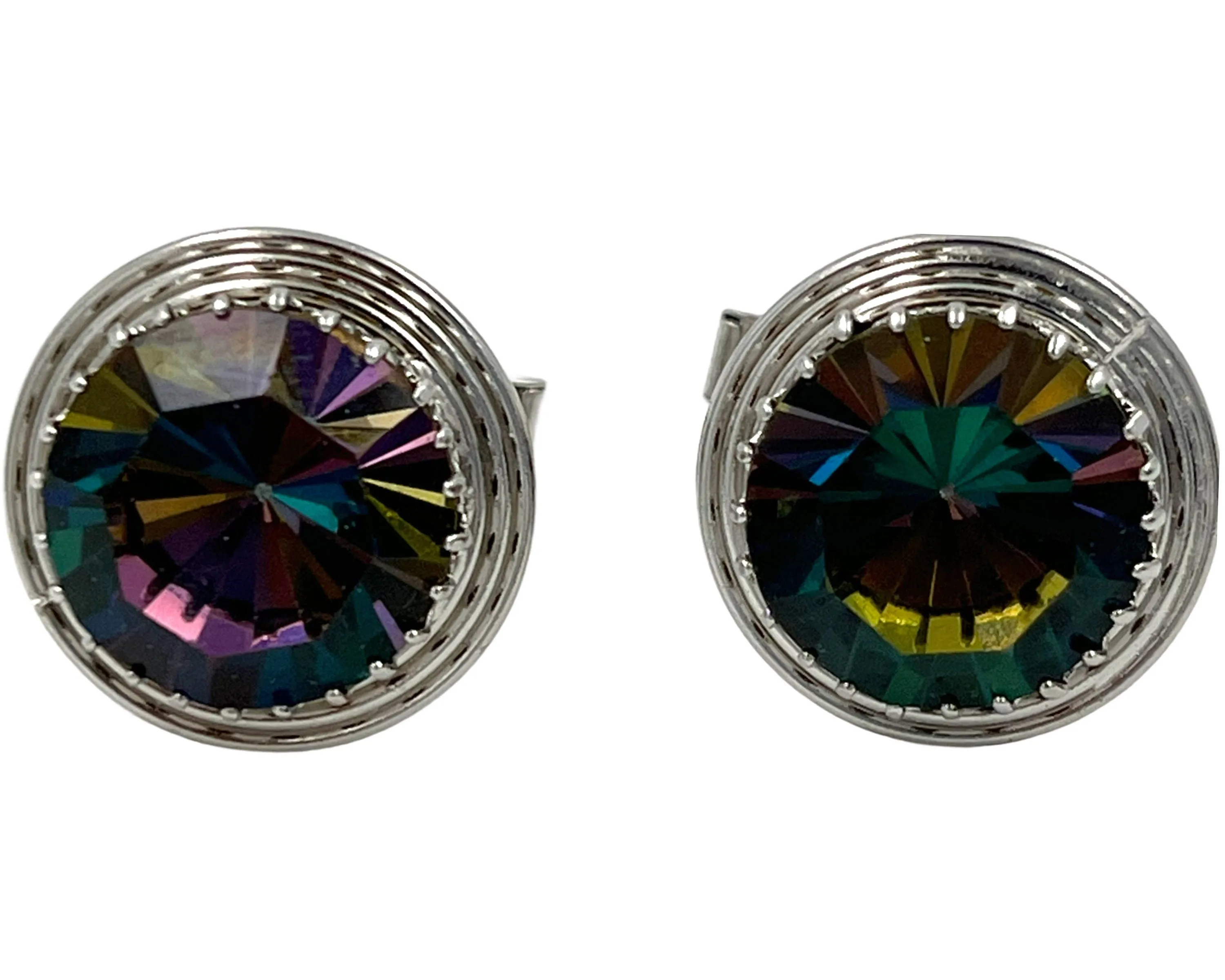 Vintage 1960s Rivoli Watermelon Rhinestone Cufflinks Set NOS