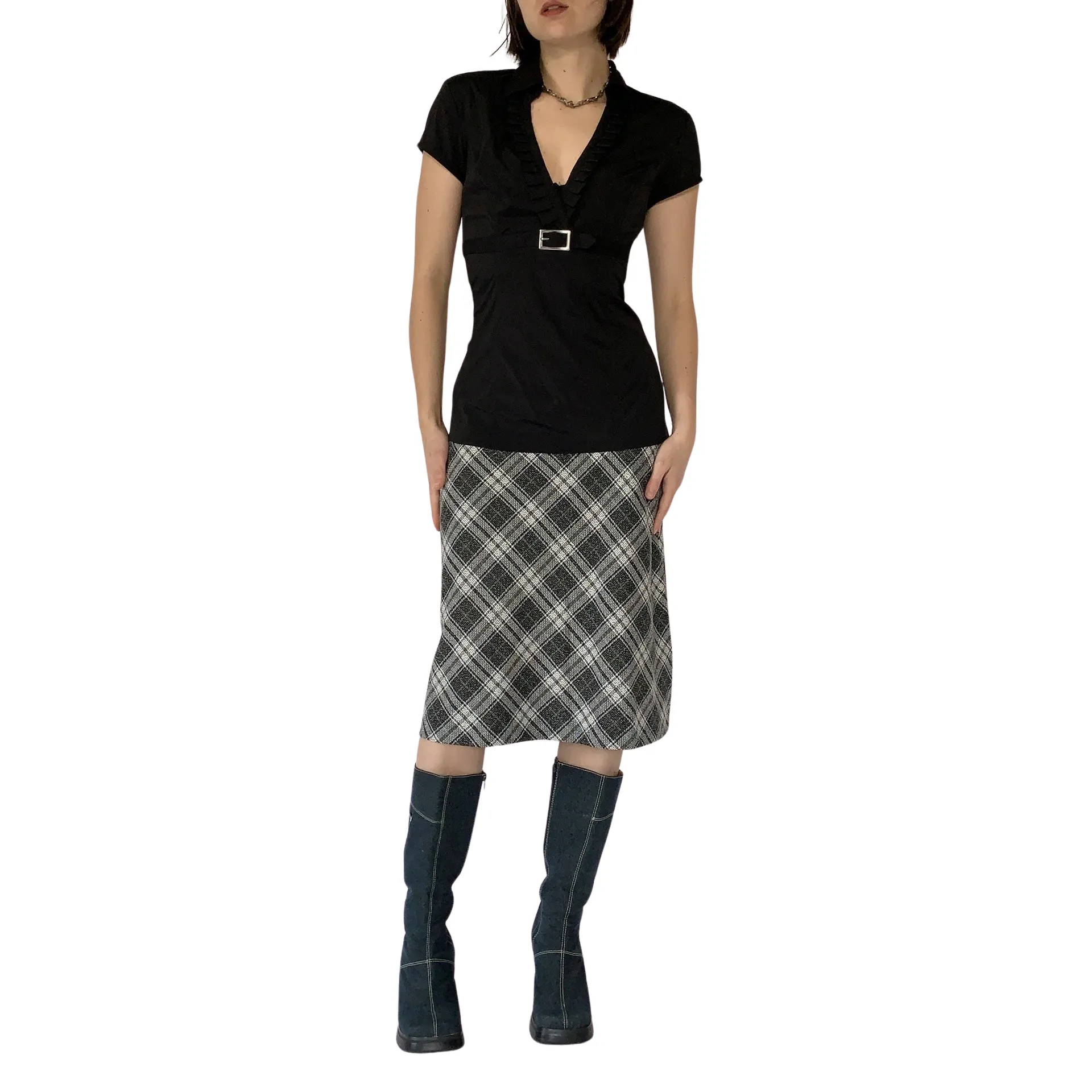 Vintage 1990s Plaid Midi (M)