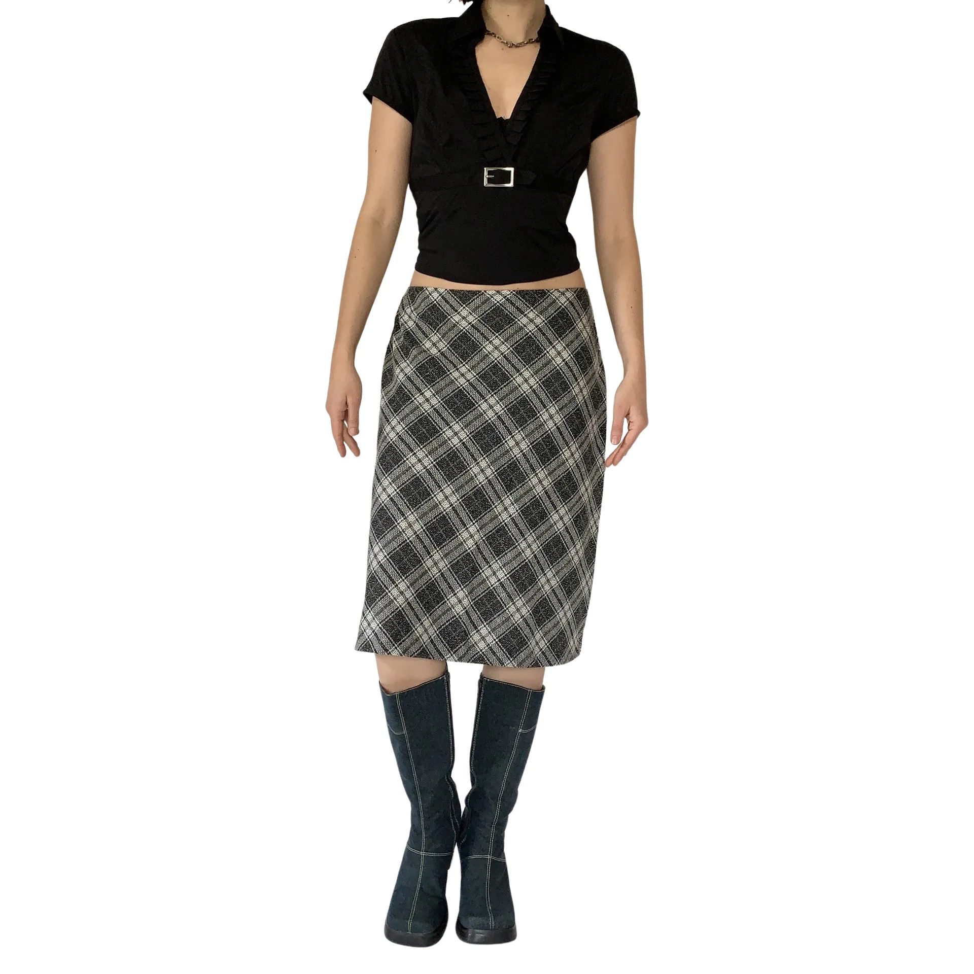 Vintage 1990s Plaid Midi (M)