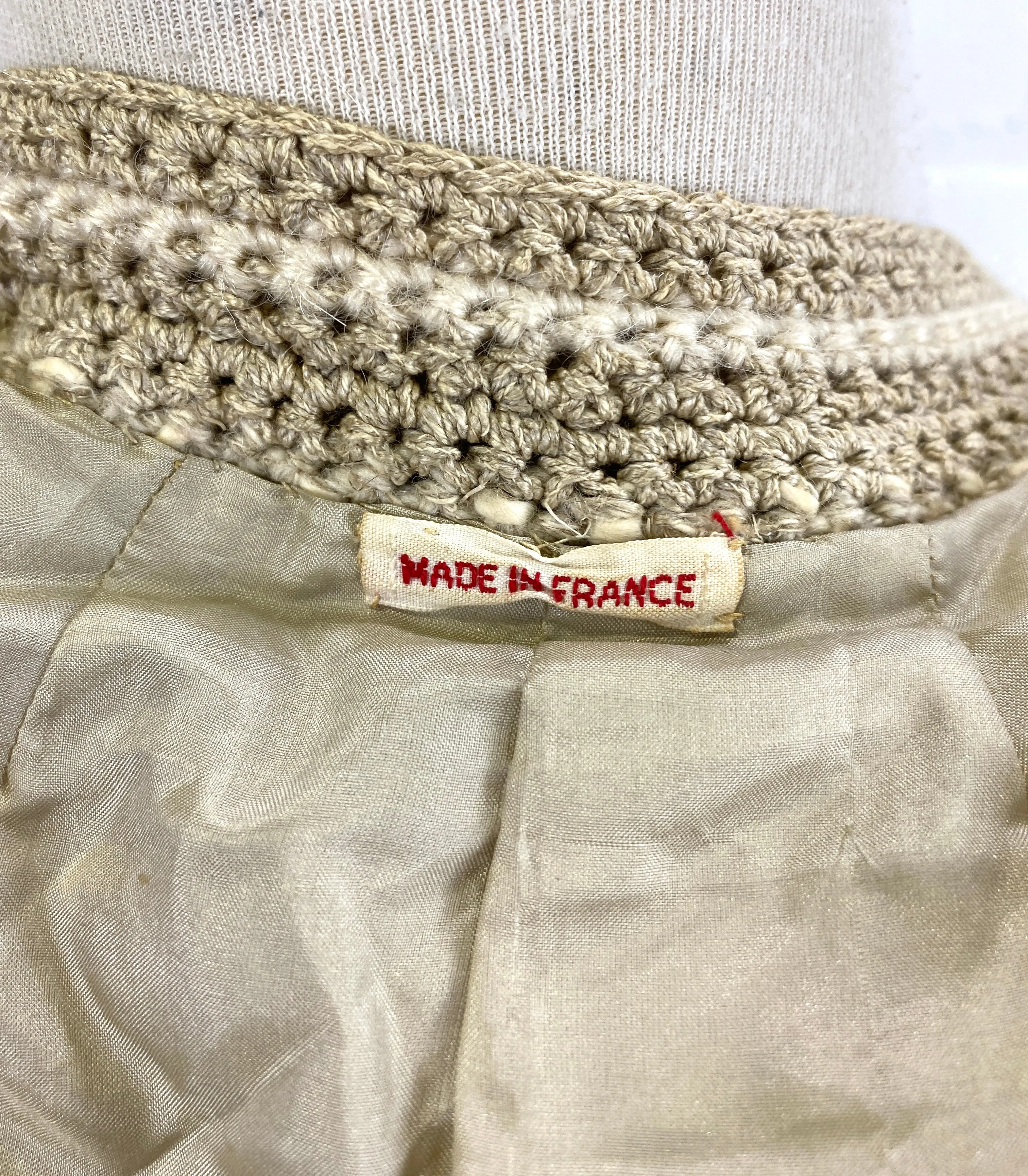 Vintage Deadstock 1960s French Designer Knit Wool 2-Piece Skirt Suit, Small