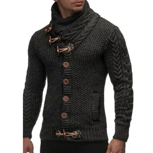 Vintage Horns Buckle Thick Sweater Cardigan Fashion