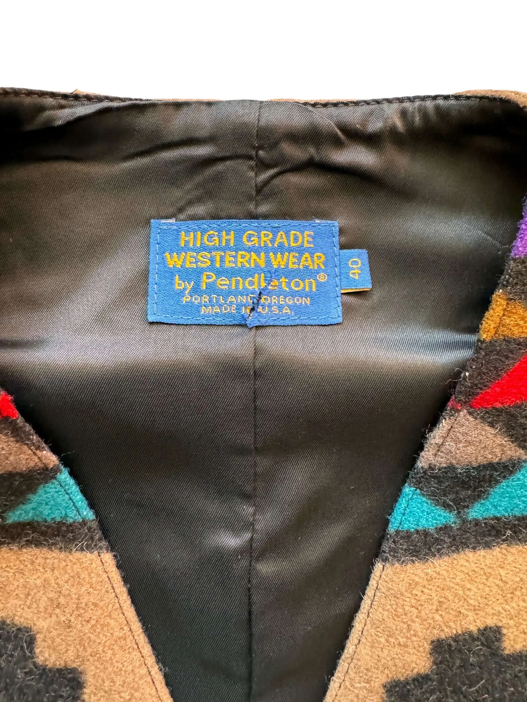 Vintage Pendleton High Grade Western Wear Vest SZ 40