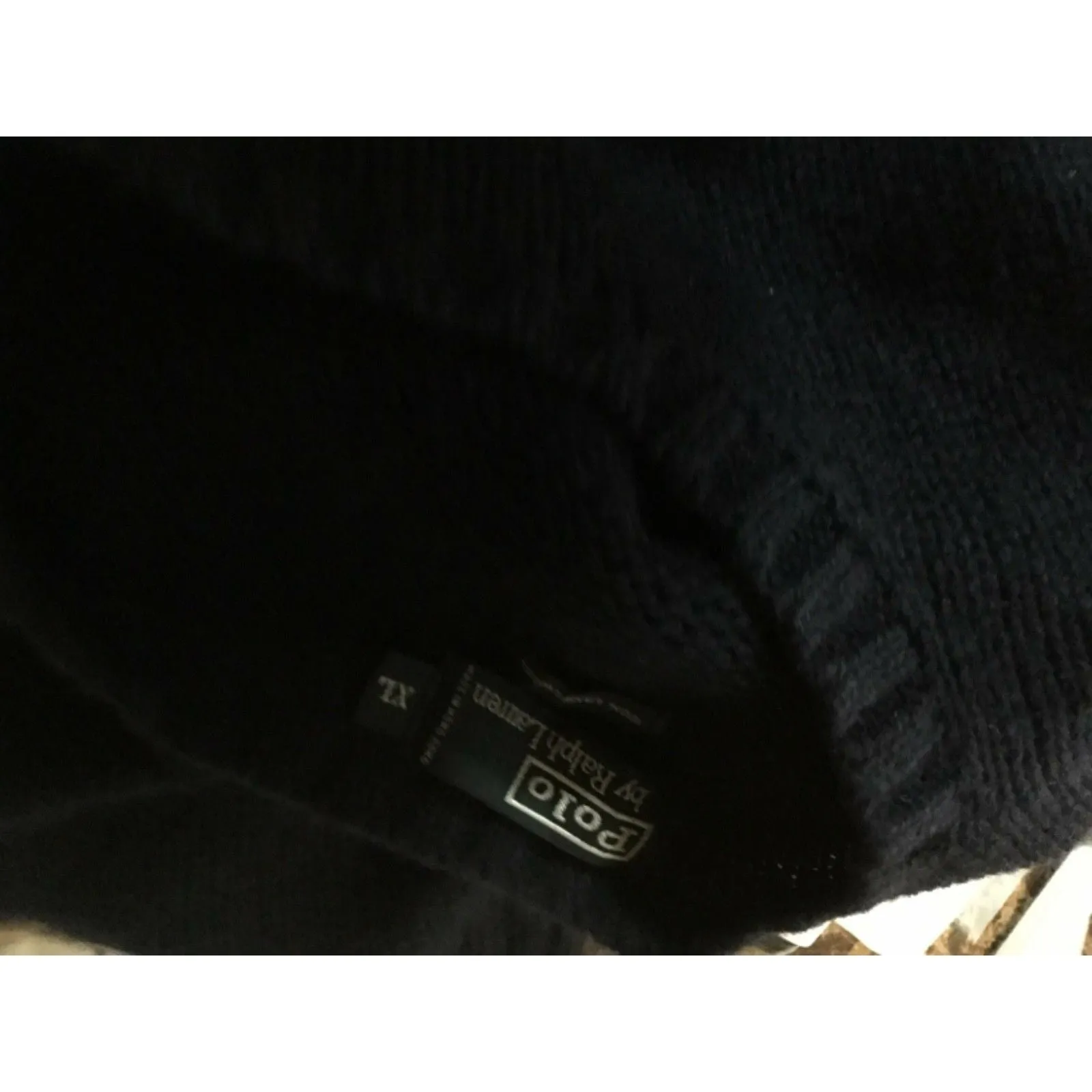 VINTAGE POLO Ralph Lauren American Flag Sweater XL Navy, Knit Lambswool Crew