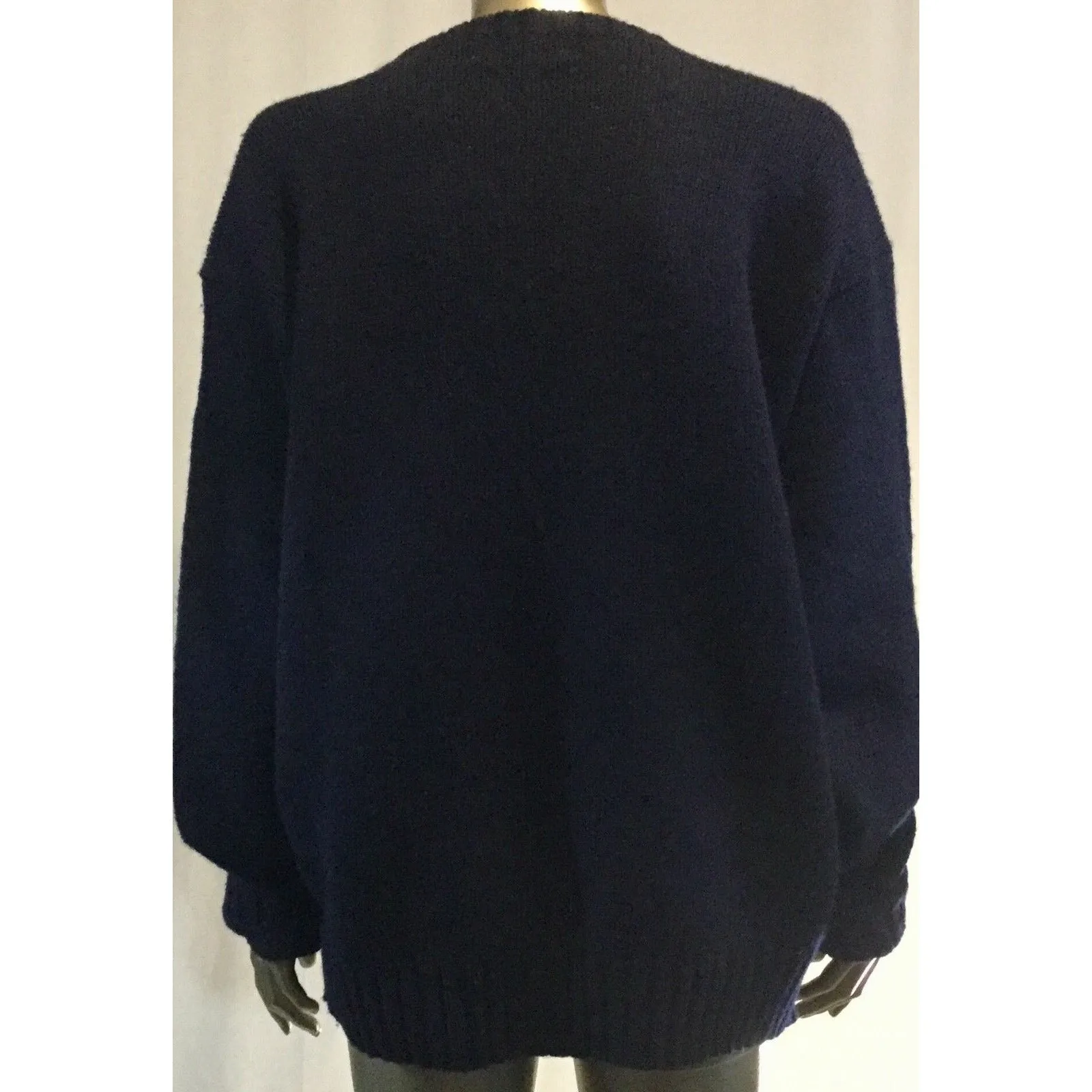 VINTAGE POLO Ralph Lauren American Flag Sweater XL Navy, Knit Lambswool Crew
